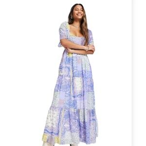 ASOS Curve Patchwork Maxi Dress in Purple and Yellow